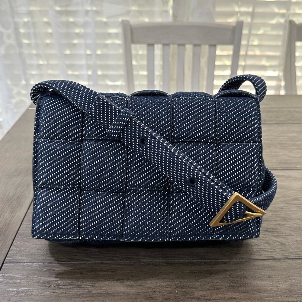 NWT Bottega Veneta Padded Cassette Intrecciato Denim Crossbody Shoulder Bag